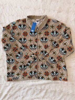 NWT adidas Originals Monogram Corduroy Coach Jacket Trace Khaki 2XL